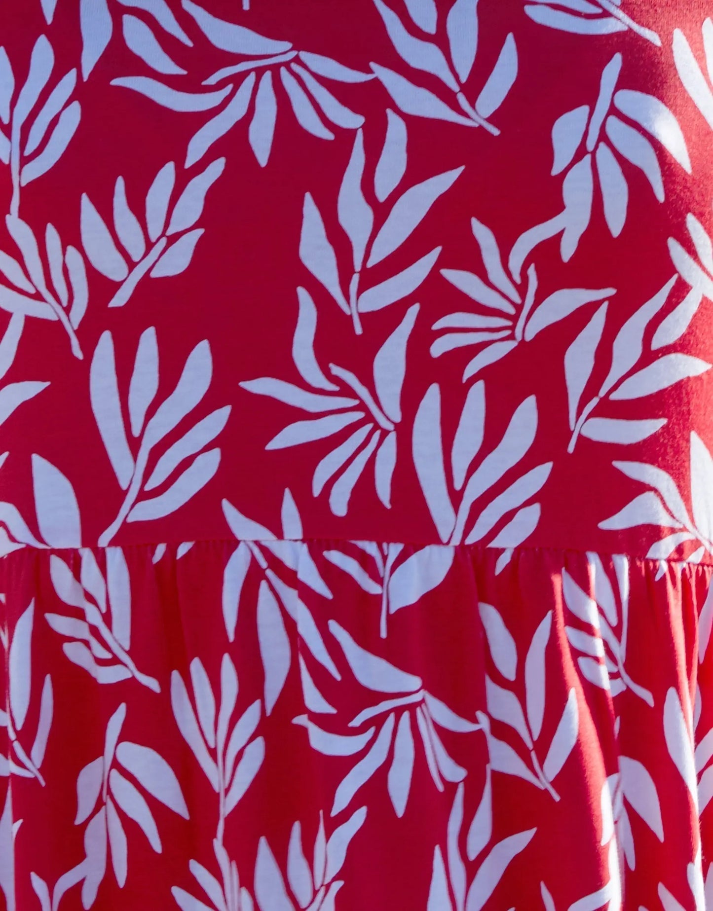 Women's Red Leaf Print Jersey Maxi Dress with Pockets Siouxe
