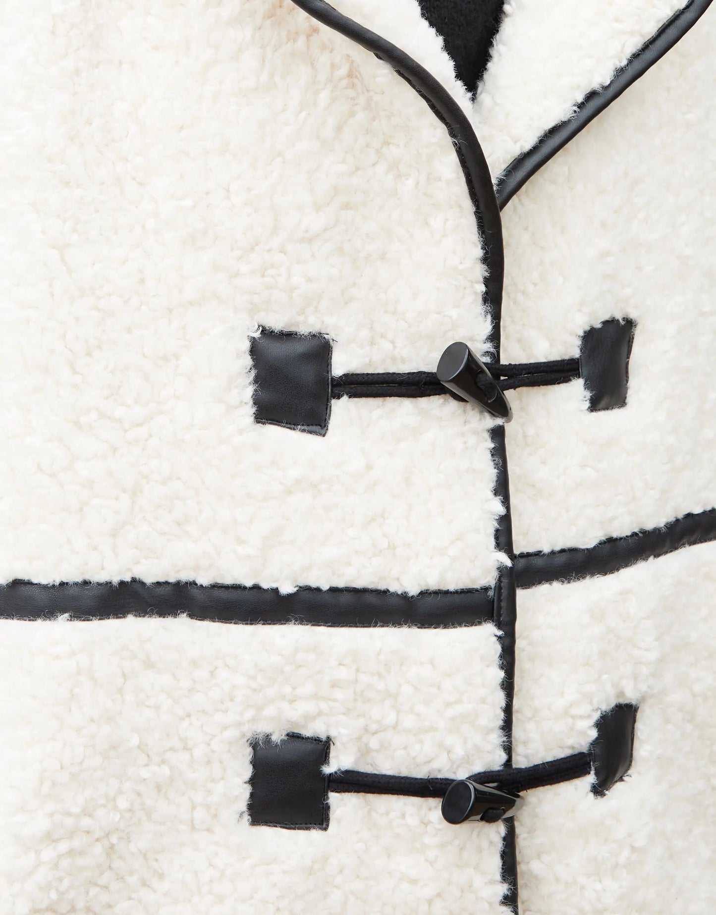 Women's Ecru Longline Fleece Borg Toggle Coat Siouxe