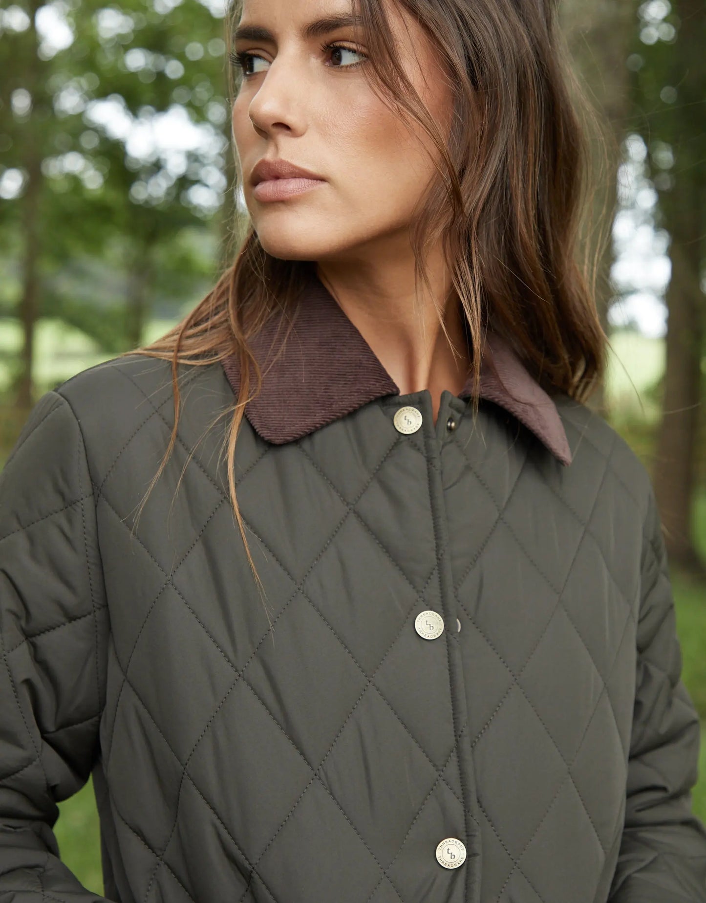 Women's Khaki Cord Collar Diamond Quilted Heritage Jacket Siouxe