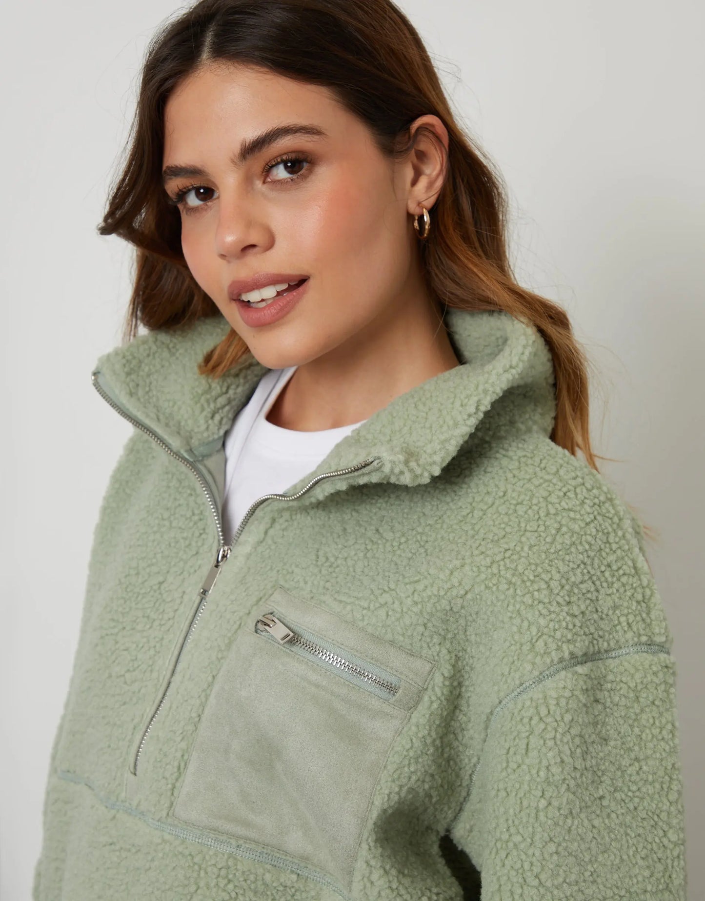 Women's Sage Half Zip Borg Fleece Siouxe