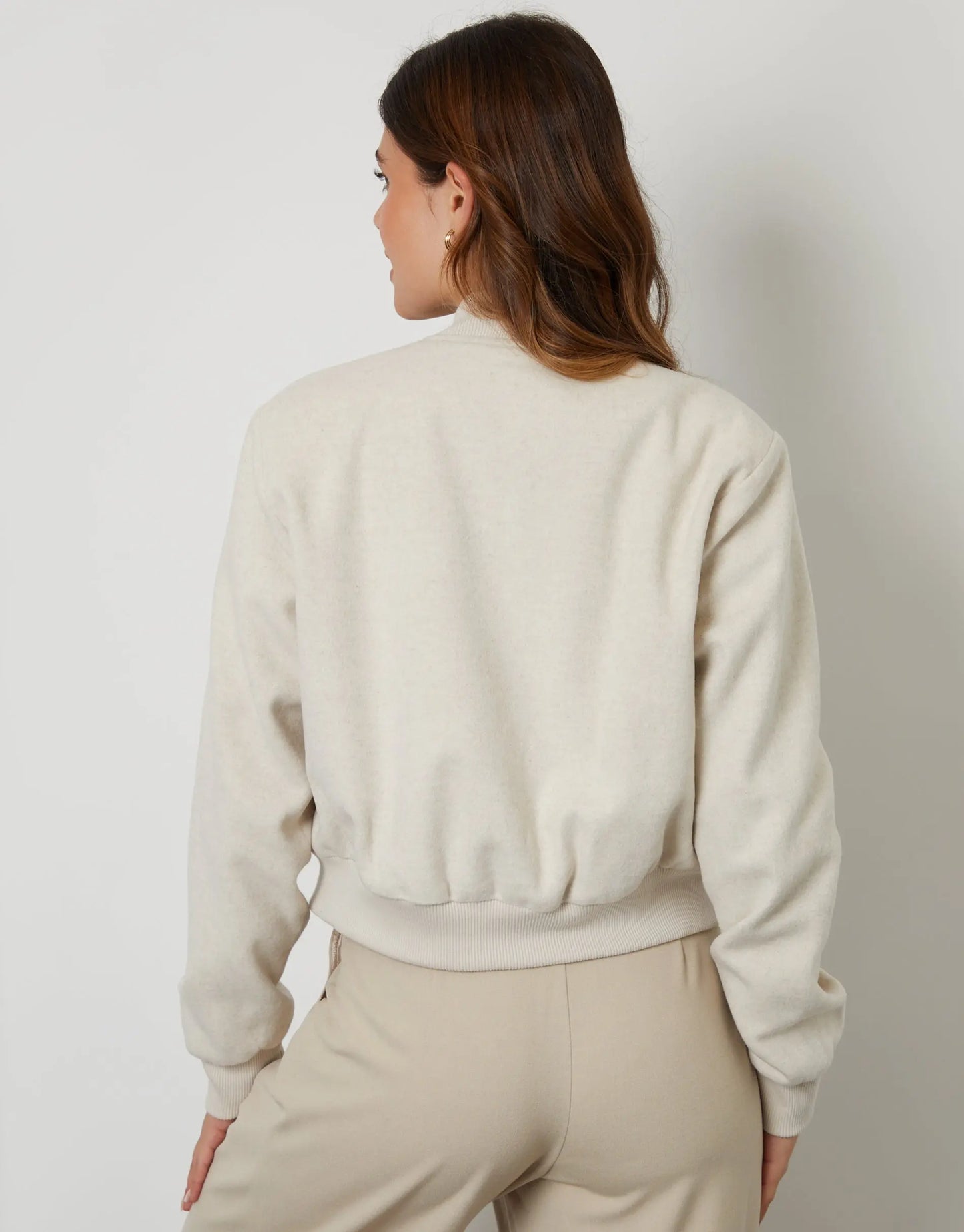 Women's Ecru Brushed Cropped Bomber Jacket Siouxe