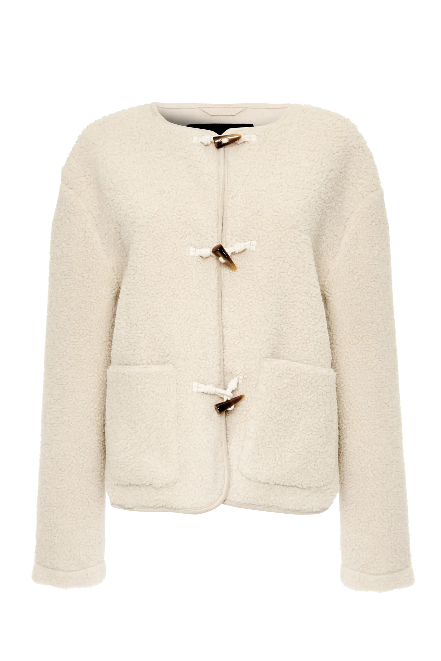 Women's Beige Fleece Borg Toggle Jacket Siouxe