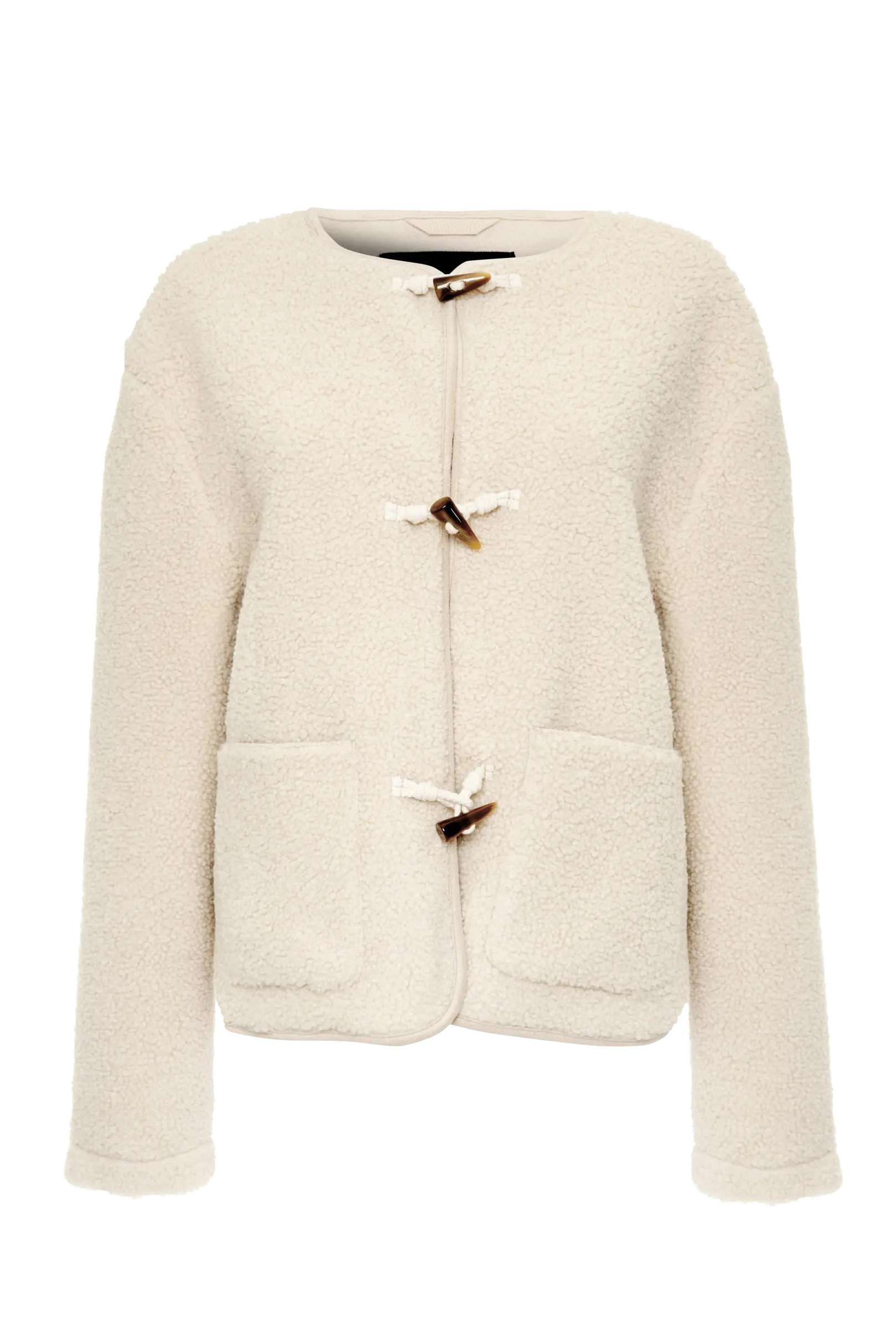 Women's Beige Fleece Borg Toggle Jacket Siouxe